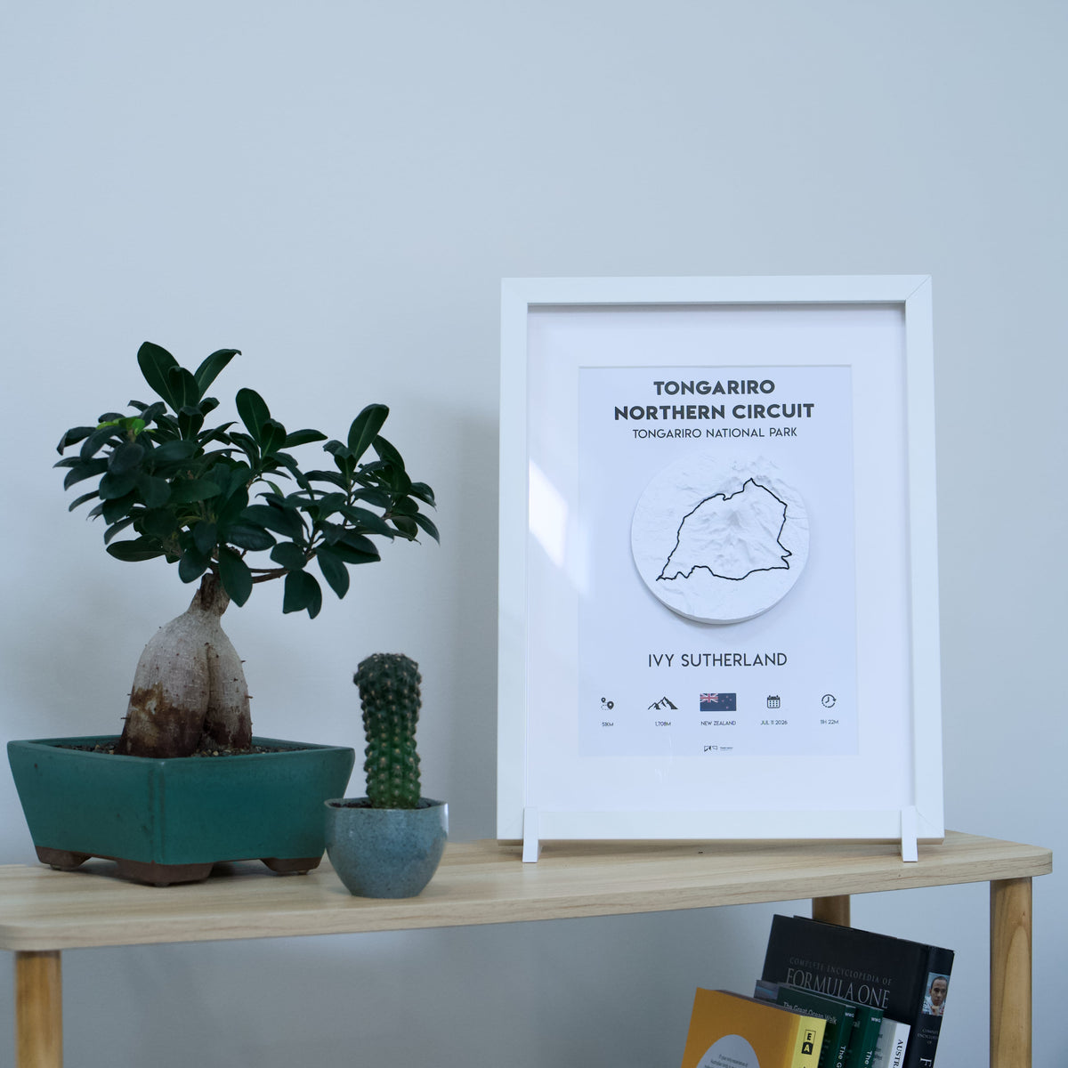 3D-printed framed adventure map — white frame, white tile
